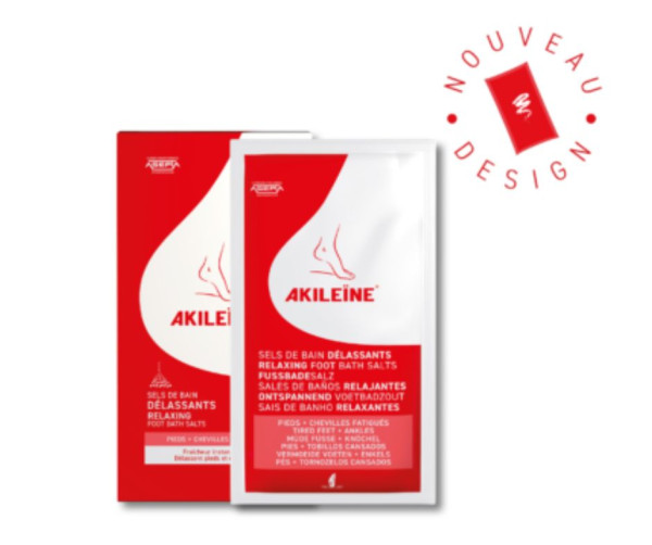 Akileine RED, Relaxačná soľ do kúpeľa na nohy, 2x150g