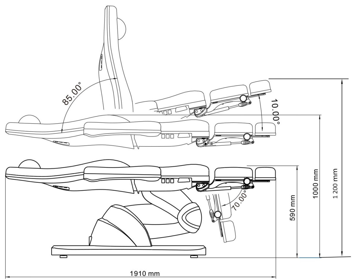 Pedikérske/podologické kreslo elektrické BARON E3 - tmavosivá