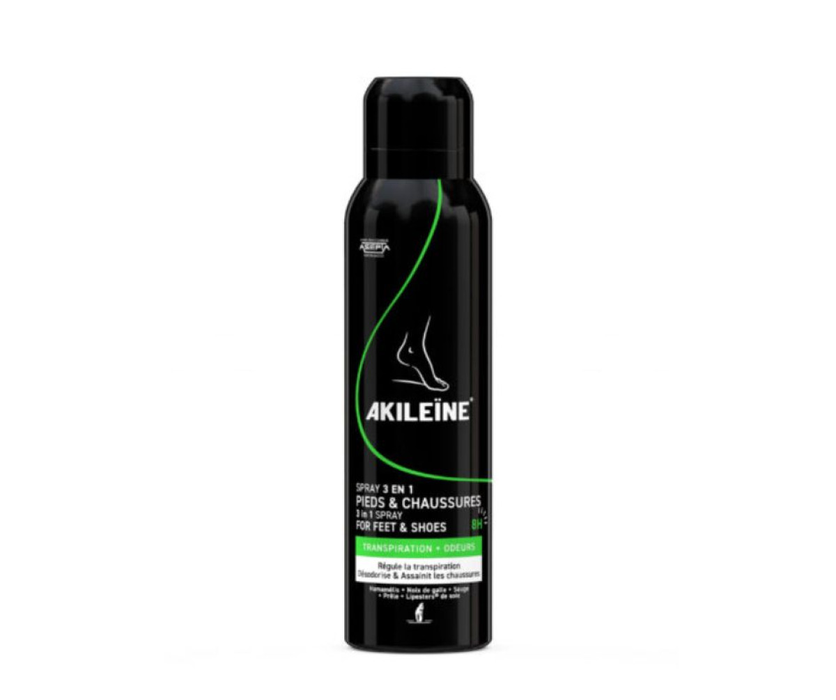 Akileine BLACK, Sprej 3 v 1 na nohy a topánky 150ml
