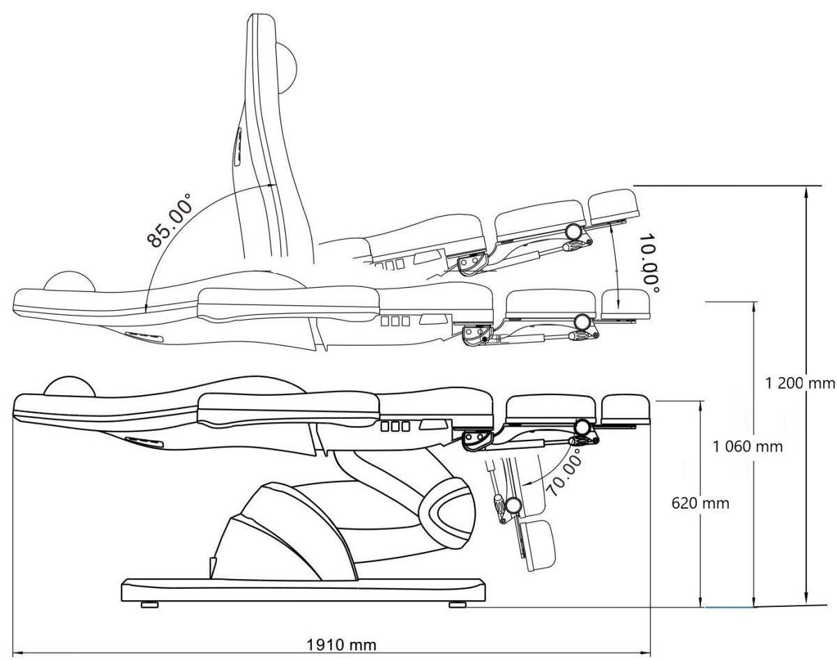 Pedikérske/podologické kreslo elektrické BARON E3 - biela